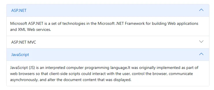 Blazor Accordion Component with Multiple Expand Mode