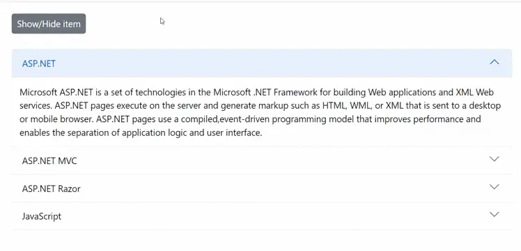 Hiding or showing items in Blazor Accordion