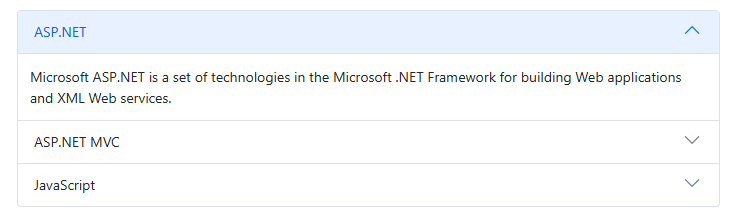 Blazor Accordion Component with Single Expand Mode