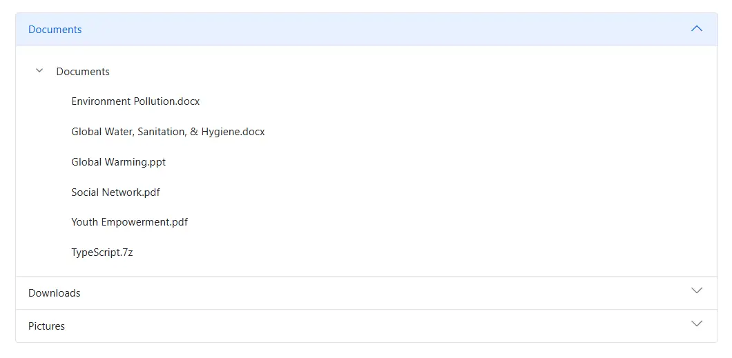 Treeview Integration in Blazor Accordion