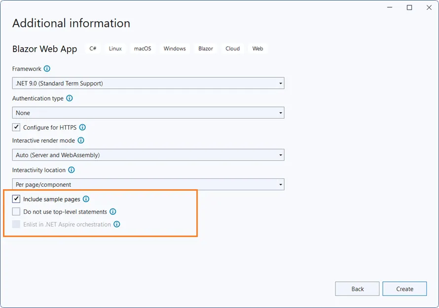 Create Blazor Web App