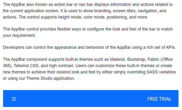 Blazor AppBar with Buttons.