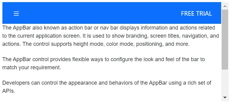 Blazor AppBar with Top Position