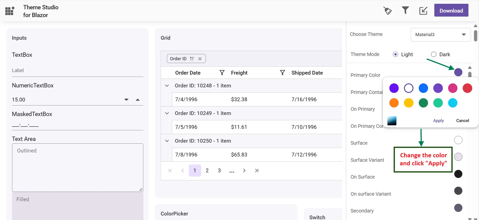 Theme Studio color picker
