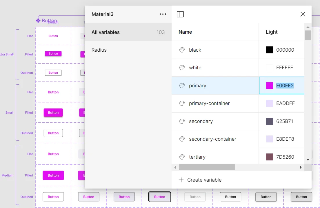 Customize a component primary color using local variables