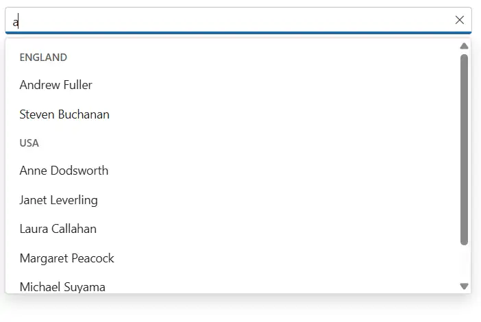 Blazor AutoComplete with GroupTemplate