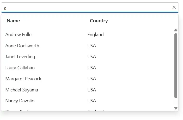 Blazor AutoComplete with HeaderTemplate