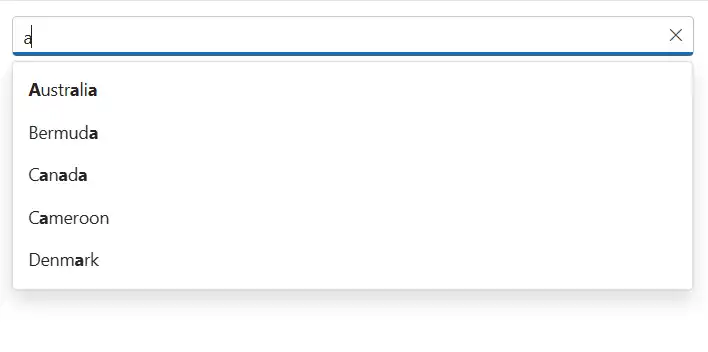 Blazor AutoComplete with highlight property