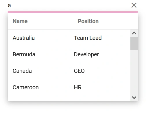 Blazor AutoComplete with multi-column display