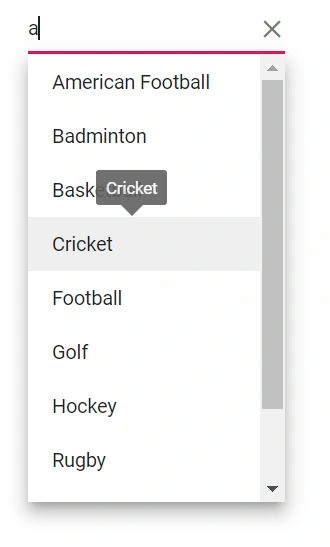 Blazor AutoComplete showing a tooltip on list items