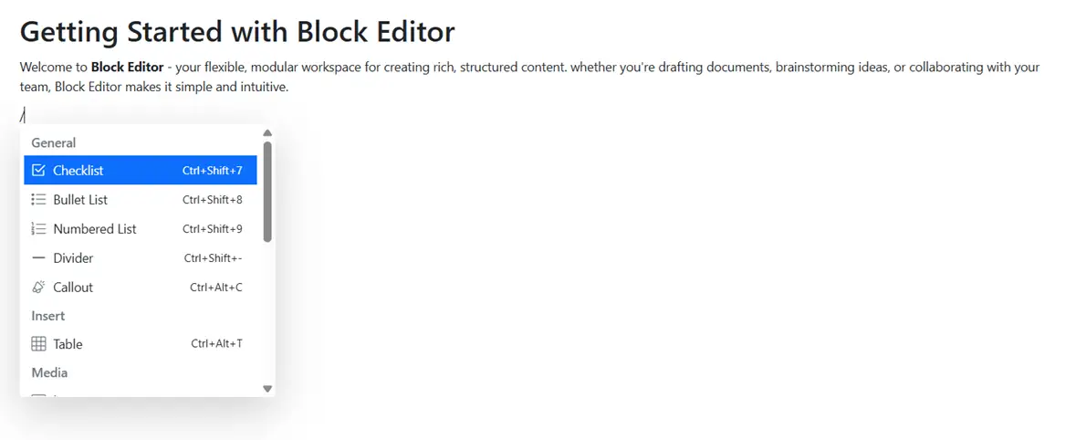 Blazor Block Editor Component