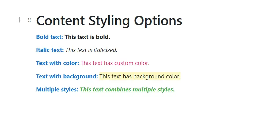 Blazor Block Editor Content Styles