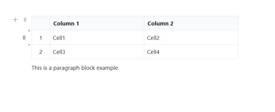 Blazor Block Editor Table Block