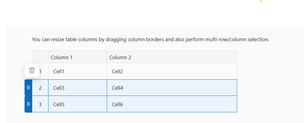 Blazor Block Editor Table Feature