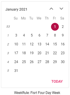 Blazor Calendar displays Week Rule of FirstFourDayWeek