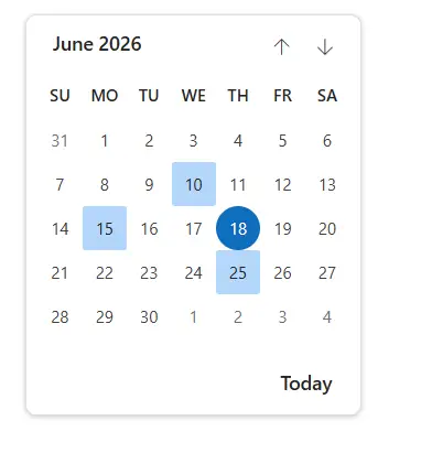 Multi Selection in Blazor Calendar Component