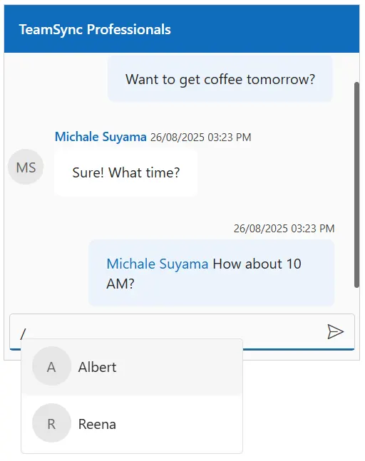 Blazor Chat UI MentionCharacter