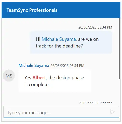 Blazor Chat UI MentionMessage