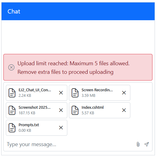 Blazor Chat UI Attachment maximum count