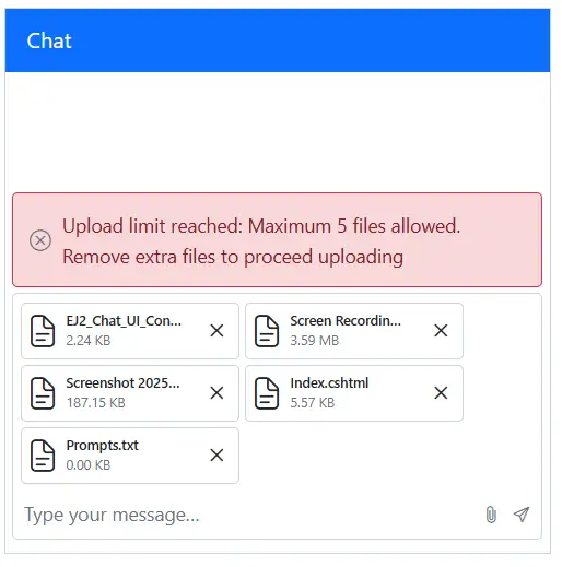 Blazor Chat UI Attachment maximum count