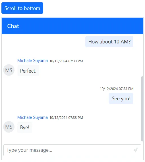Blazor Chat UI ScrollToBottom