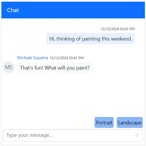 Blazor Chat UI SuggestionTemplate