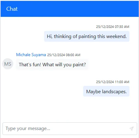Blazor Chat UI Timestamp