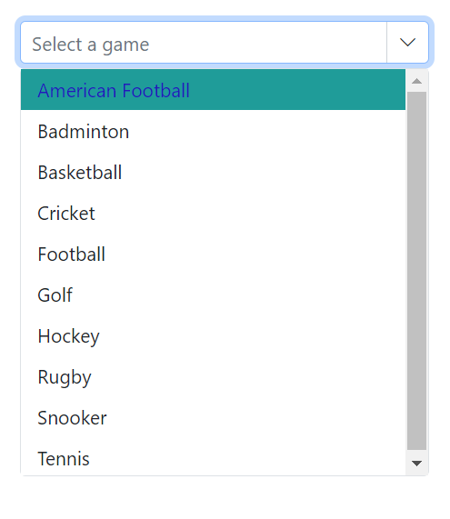 Blazor ComboBox with customizing the focus, hover and active item color