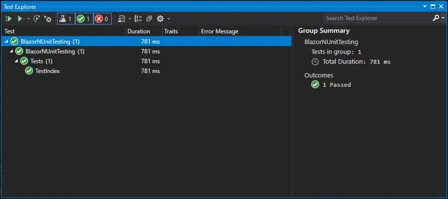 NUnit test case results