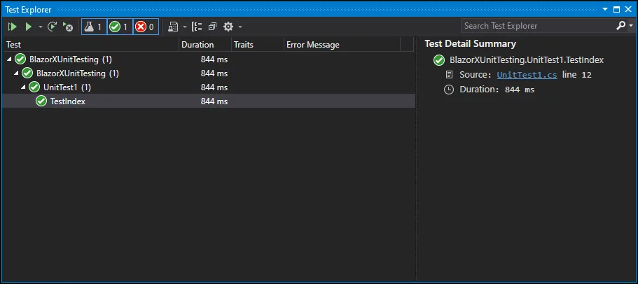 xUnit test case results