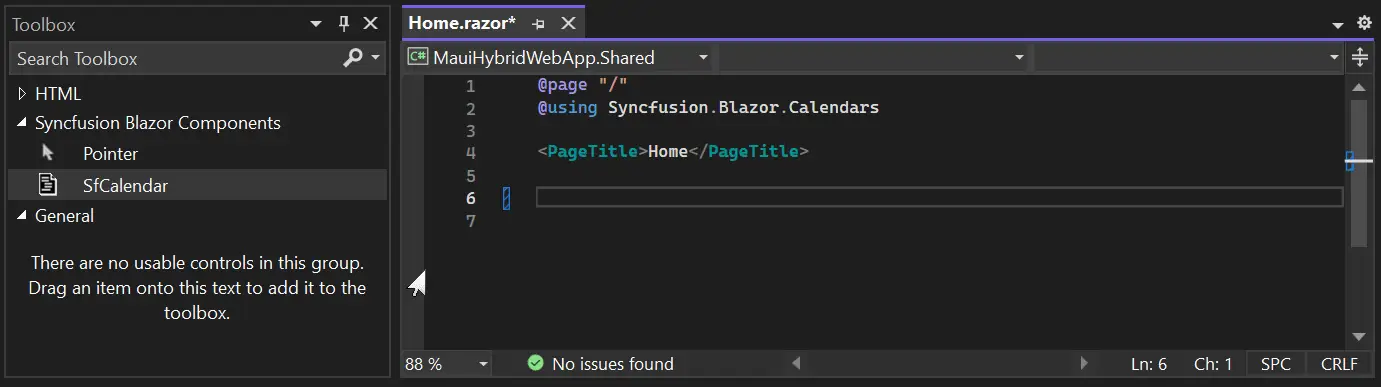 Drag component to editor