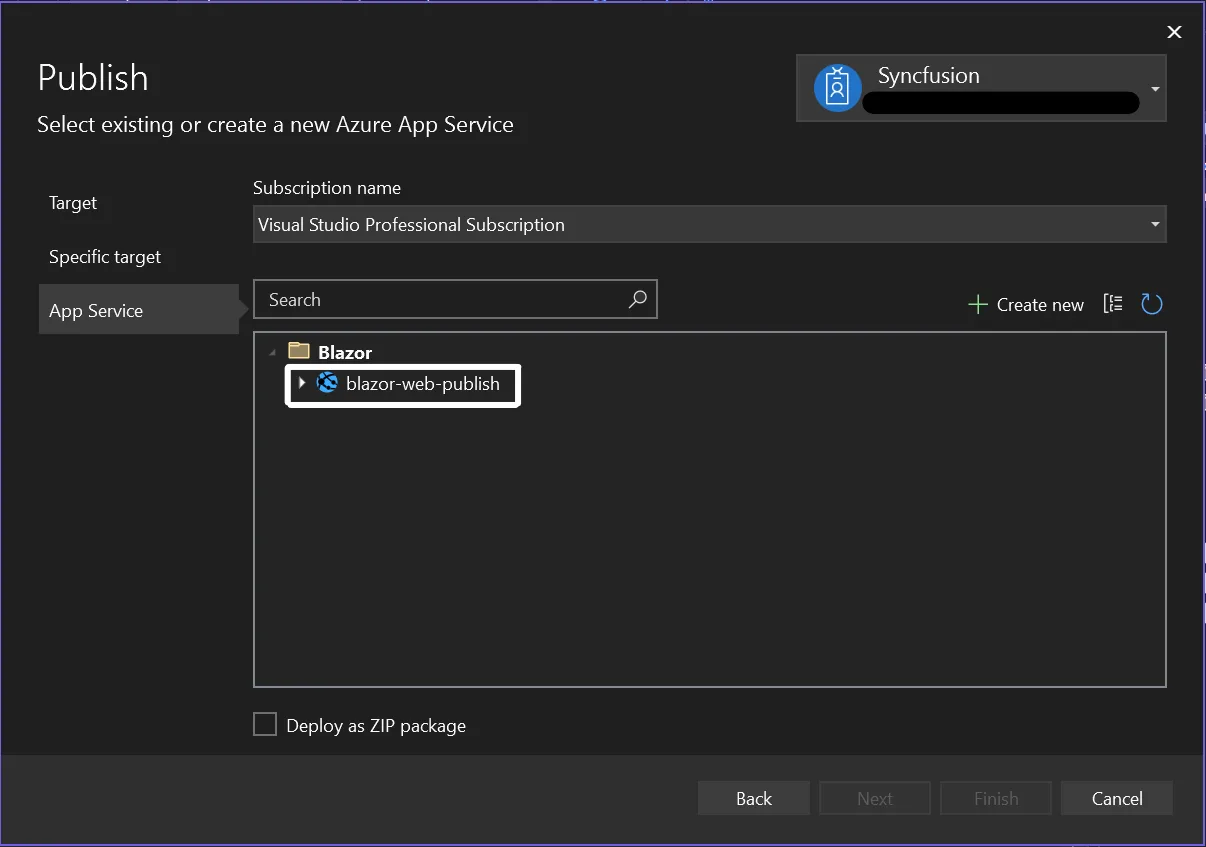 Created azure app service