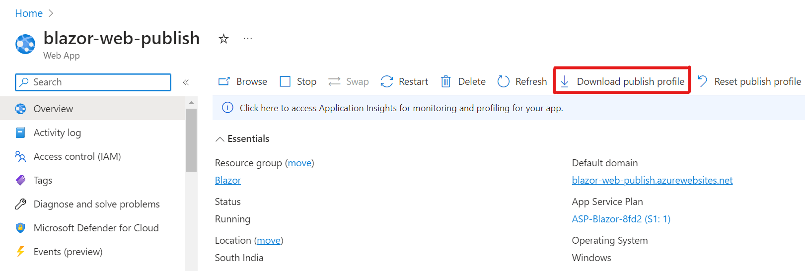 Download publish profile