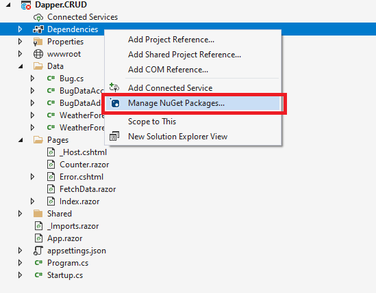Manage NuGet packages in Blazor
