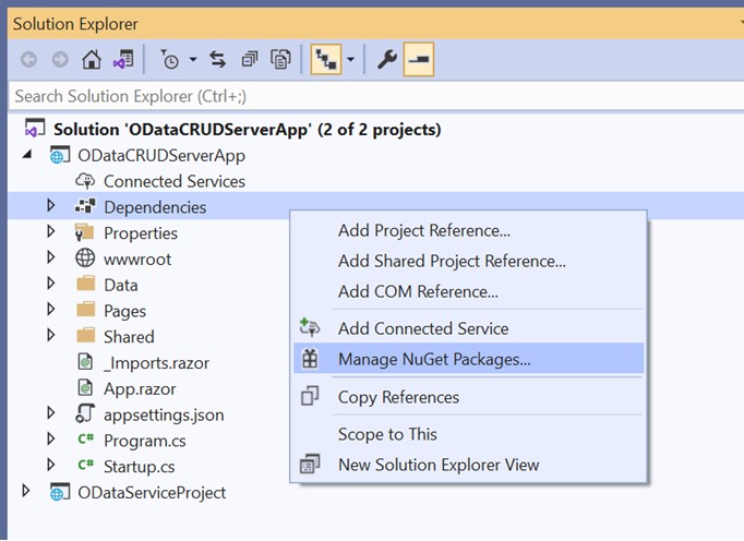 Manage Nuget Packages in Blazor