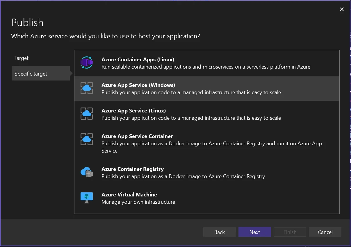Publish specific target