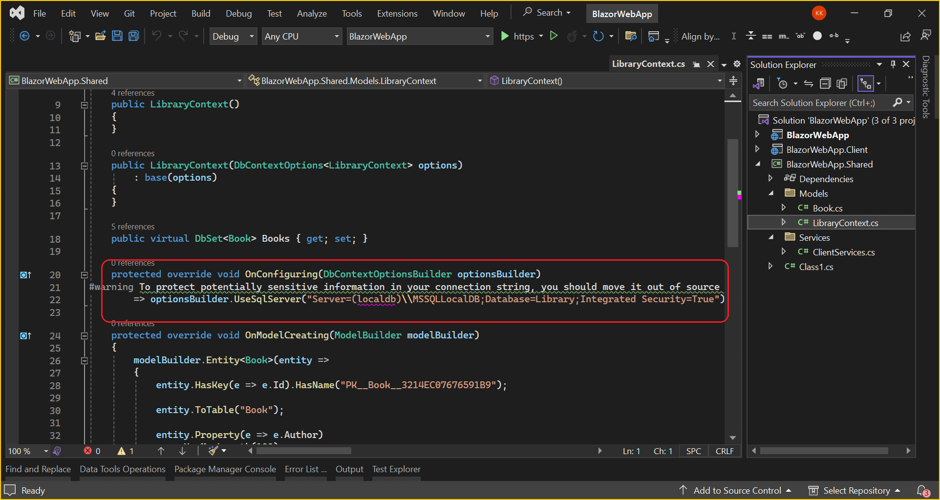 Created Connectionstring in Blazor