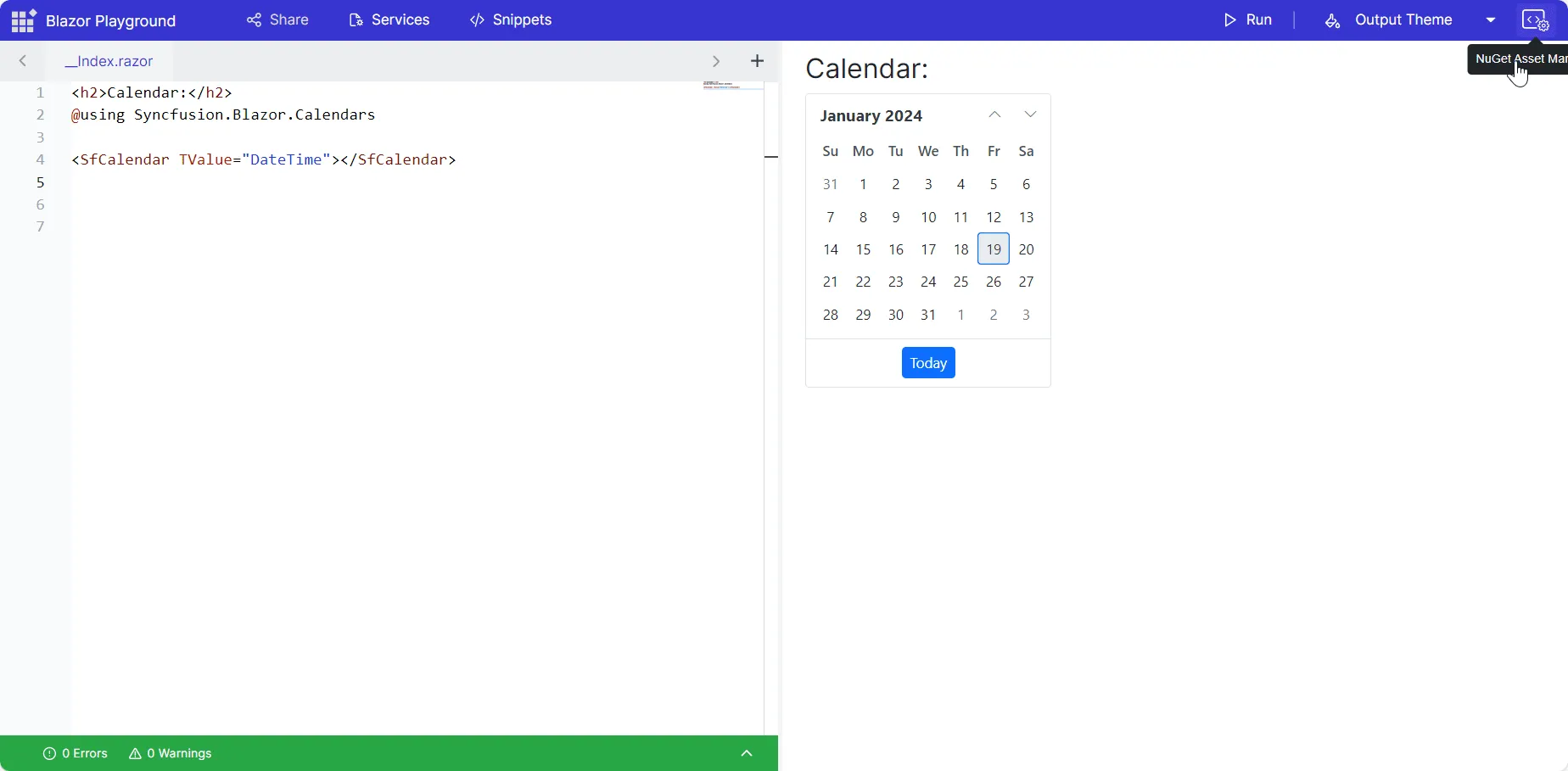Syncfusion Blazor Playground with Upgrade and Downgrade