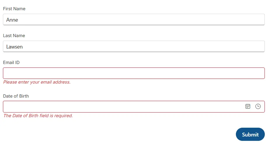Blazor DataForm getting started example