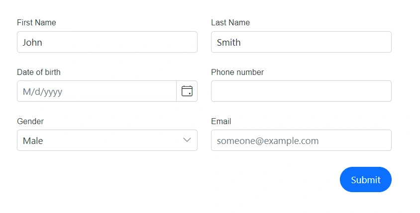 Blazor DataForm column layout