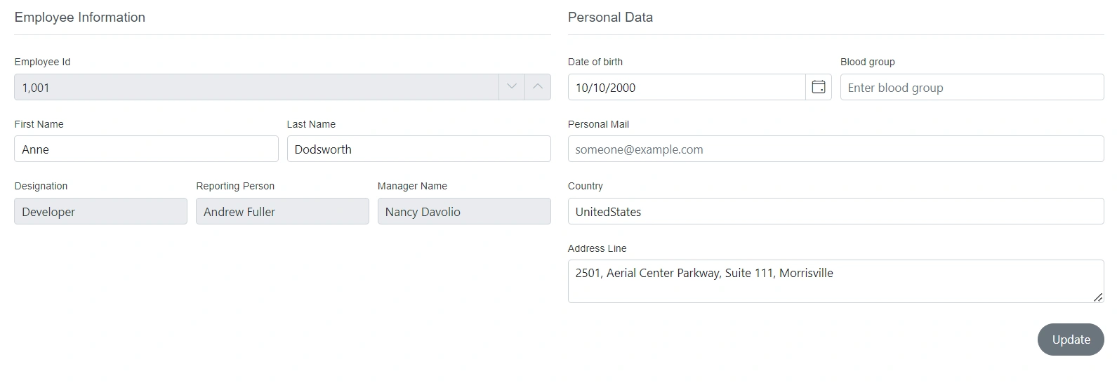 Blazor DataForm form group column layout with per-group column counts and spacing