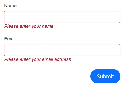 Blazor DataForm with inline validation messages beneath fields