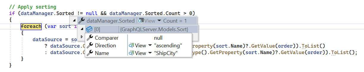 GraphqlAdaptor - Sorting