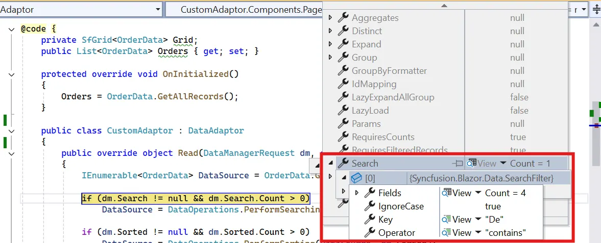Handling Searching in Custom Adaptor