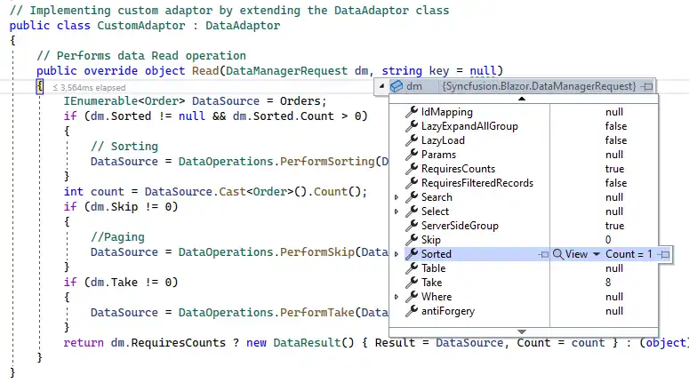 Handling Sorting in Custom Adaptor