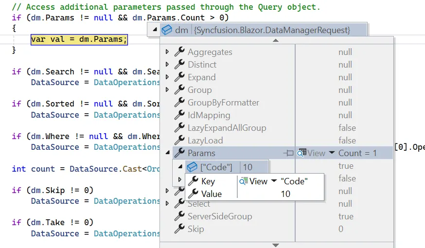 Passing Additional Parameters to Custom Adaptor in Blazor DataGrid