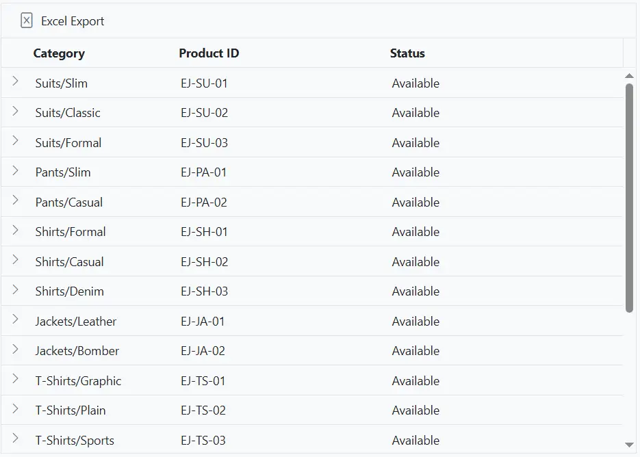 Exporting with detail template