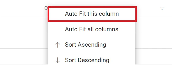 Locale autofit column