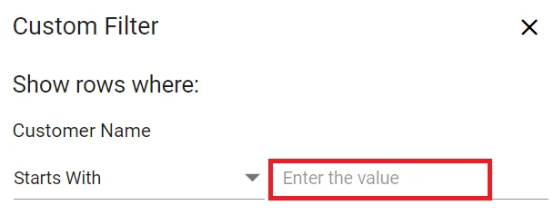 Locale custom filter placeholder