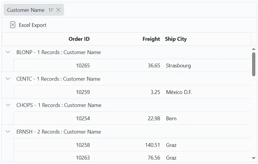 Exporting with group caption template